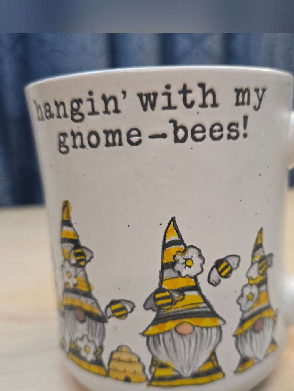 Heartland Hive "Hangin' With My Gnome-Bees!" Ceramic Coffee Mug White Yellow